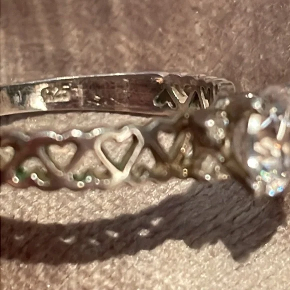 Sterling Silver Heart Engagement Ring 925 Size 10 - Picture 6 of 8